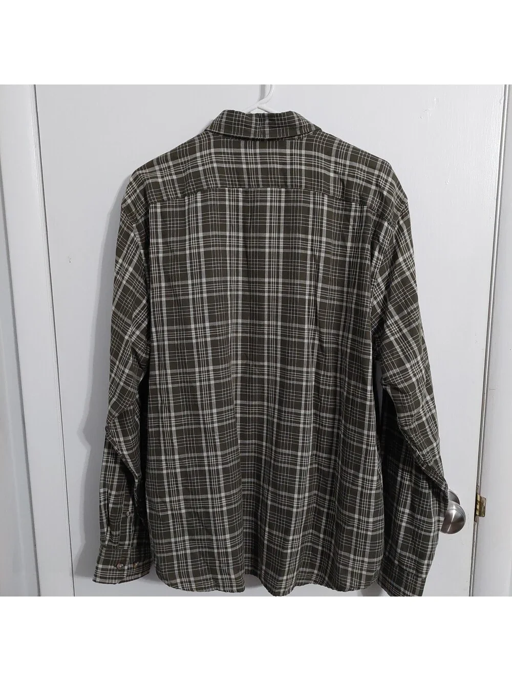 Banana Republic Men's Standard Fit Large Olive Green Plaid Button-Up Shirt